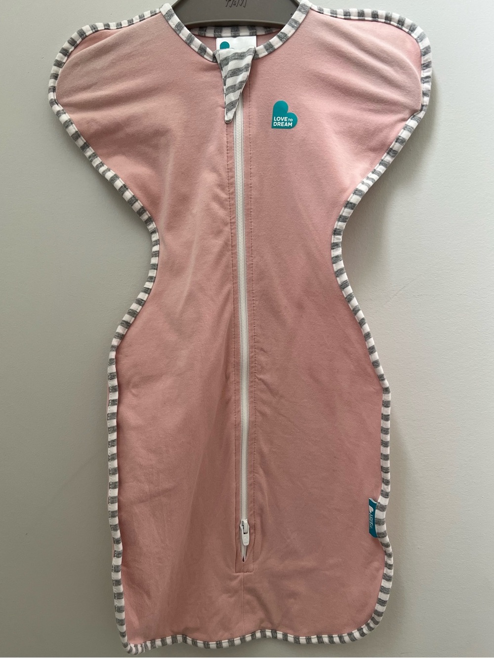 Love to Dream Pink Sleep Sack with Gray Stripe Trim